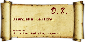 Dianiska Kaplony névjegykártya